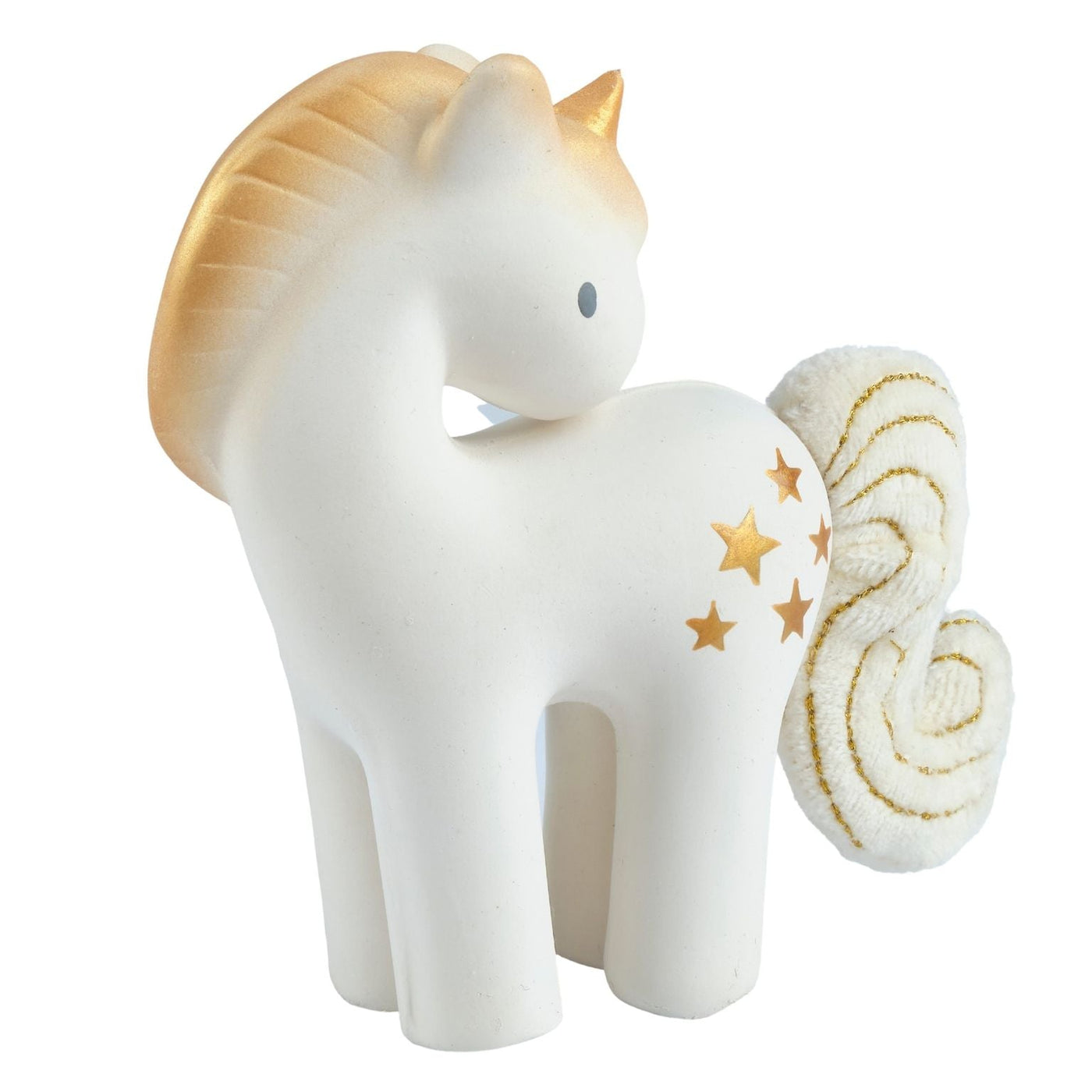 Shining Stars Unicorn Organic Natural Rubber Rattle With Crinkle Tail