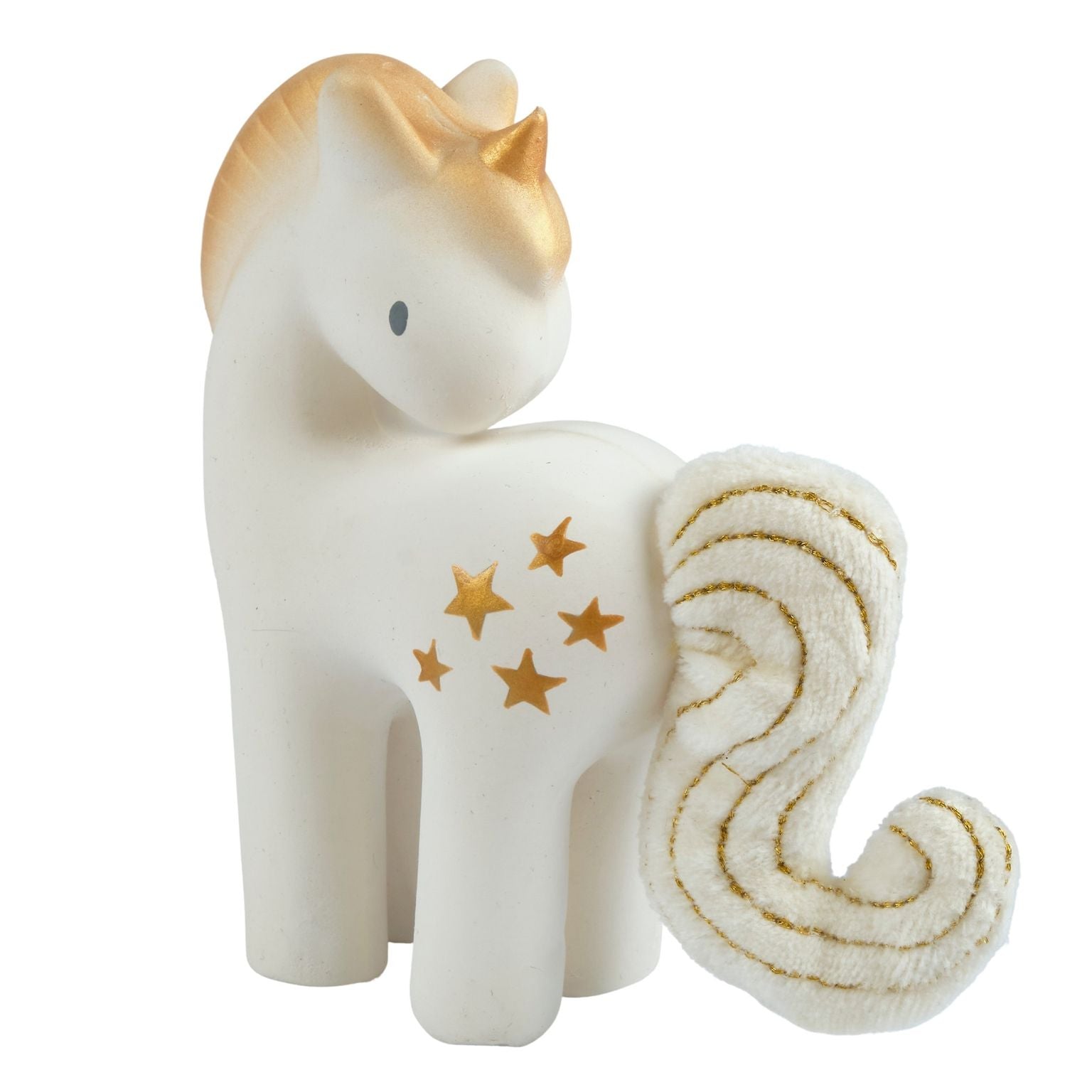 Shining Stars Unicorn Organic Natural Rubber Rattle With Crinkle Tail