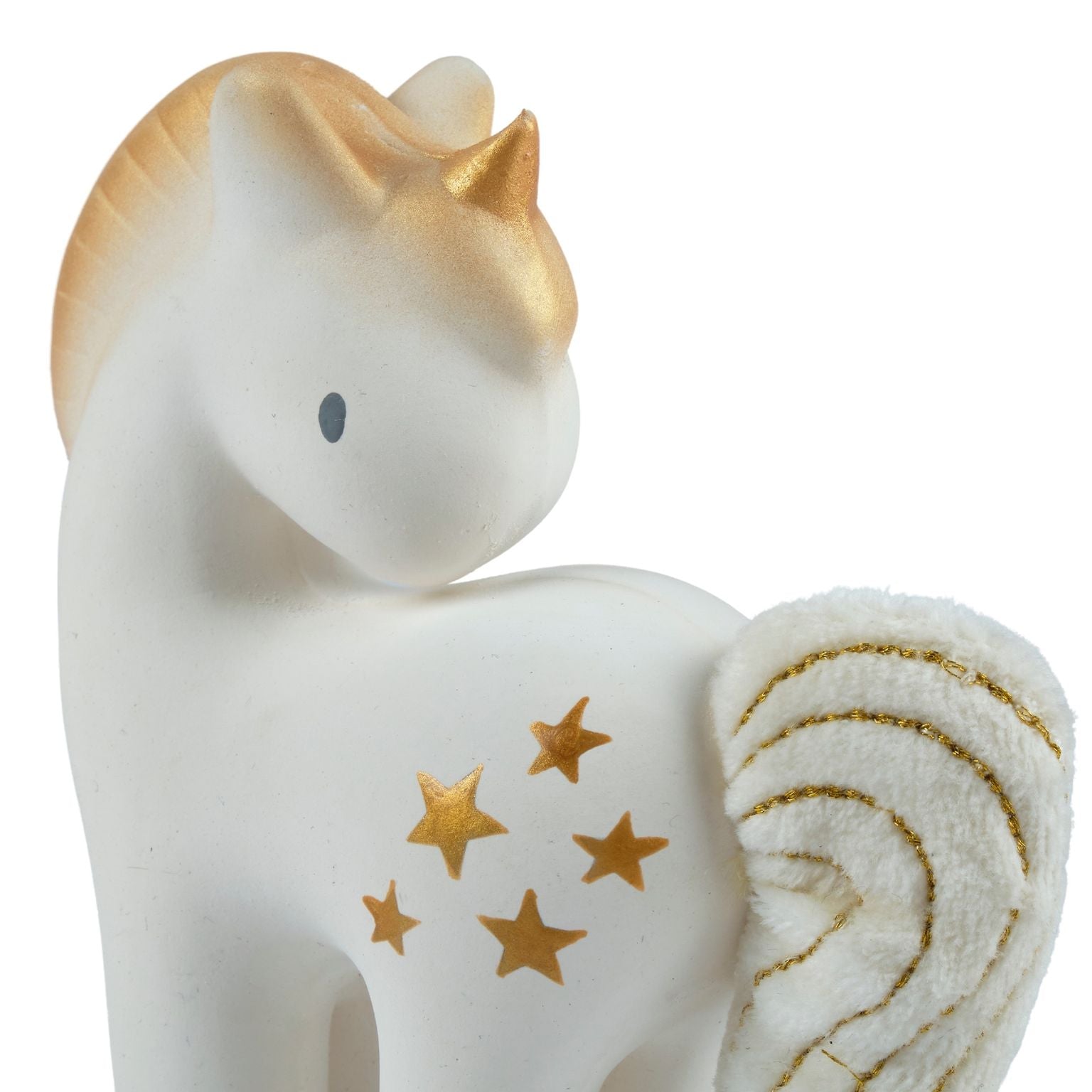 Shining Stars Unicorn Organic Natural Rubber Rattle With Crinkle Tail