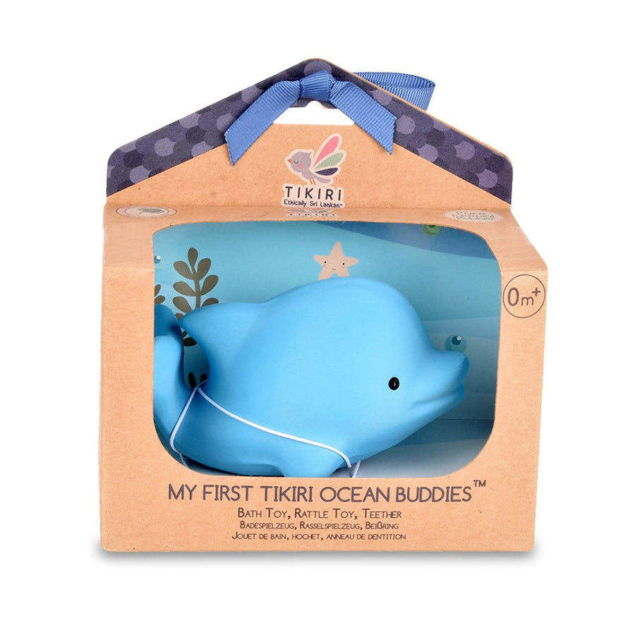 DOLPHIN - Organic Natural Rubber Teether, Rattle & Bath Toy