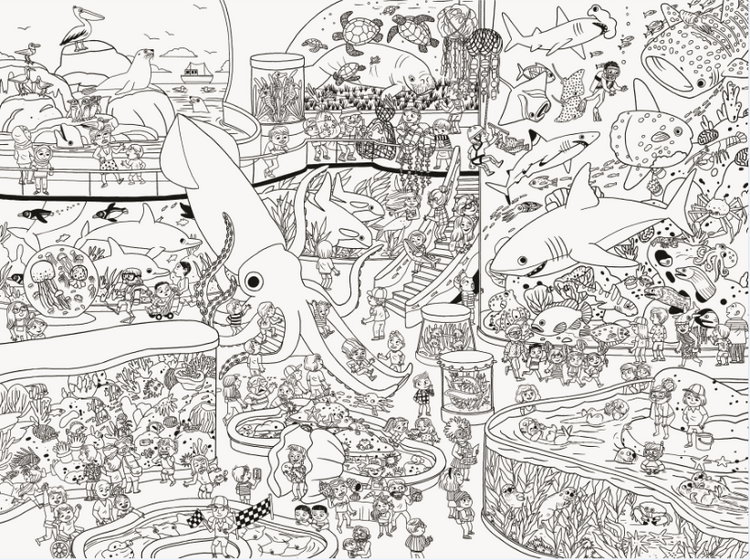 GIANT COLOURING POSTER | DAY AT THE AQUARIUM