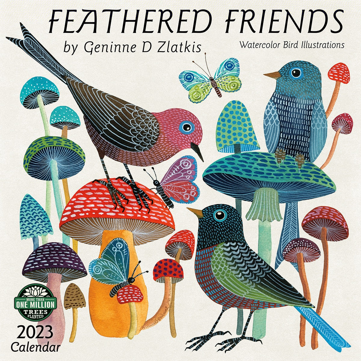 Feathered Friends 2023 Wall Calendar: Watercolor Bird Illustrations