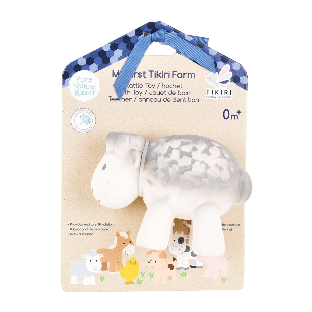 SHEEP - Organic Natural Rubber Teether, Rattle & Bath Toy