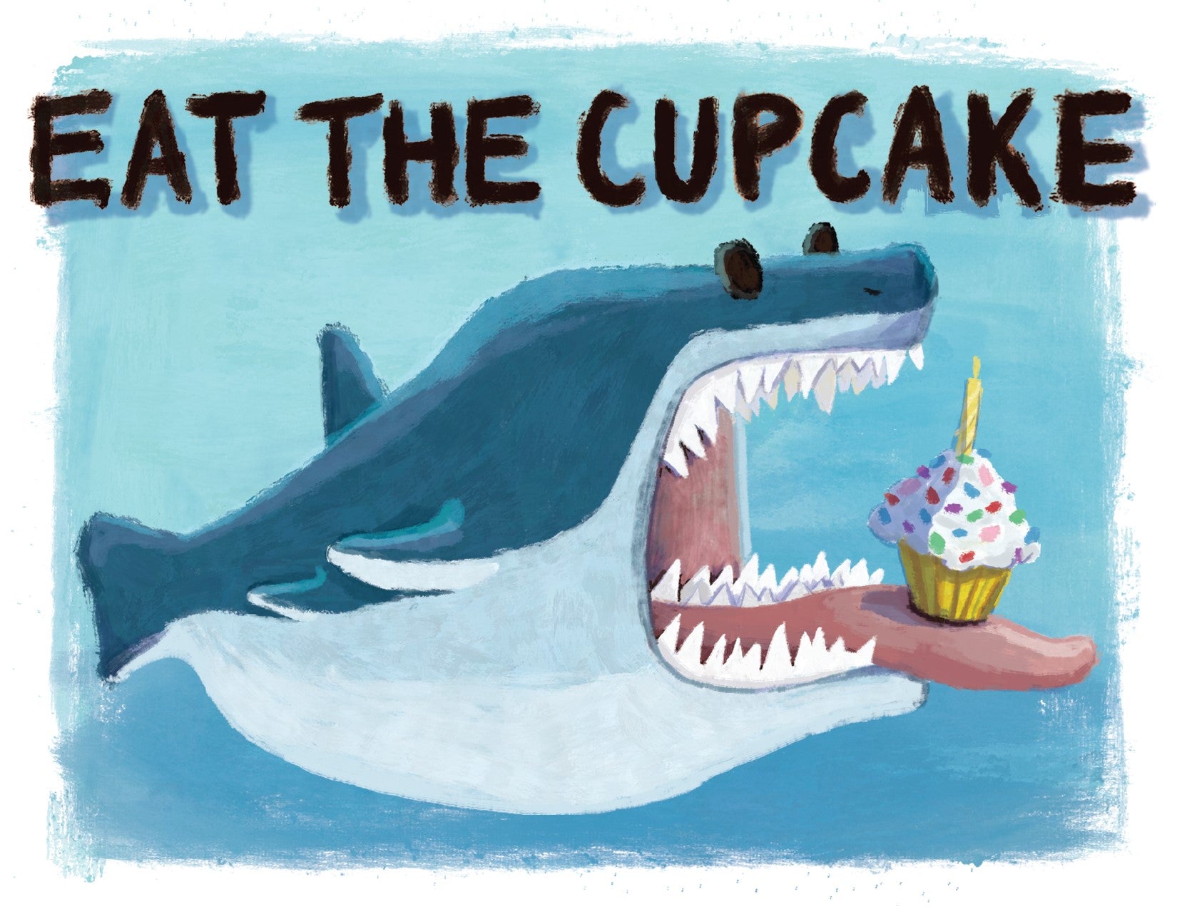 Birthday Shark Eating Cupcake|Halfpenny