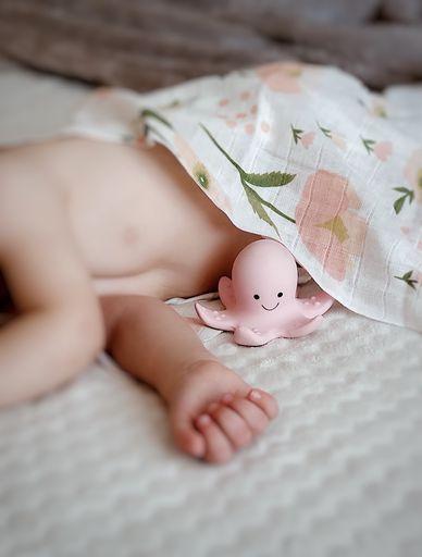 OCTOPUS - Organic Natural Rubber Teether, Rattle & Bath Toy
