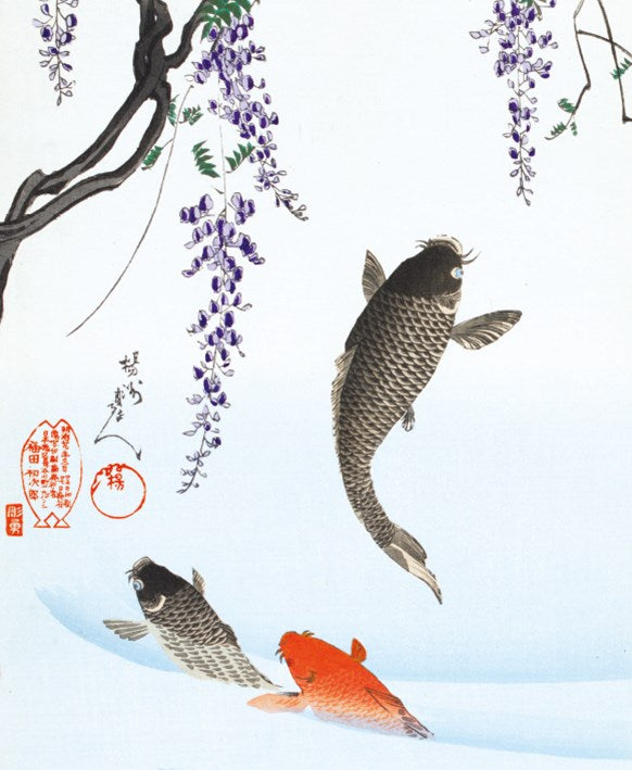 Carp Jumping Under A Wisteria Tree|Museums Galleries