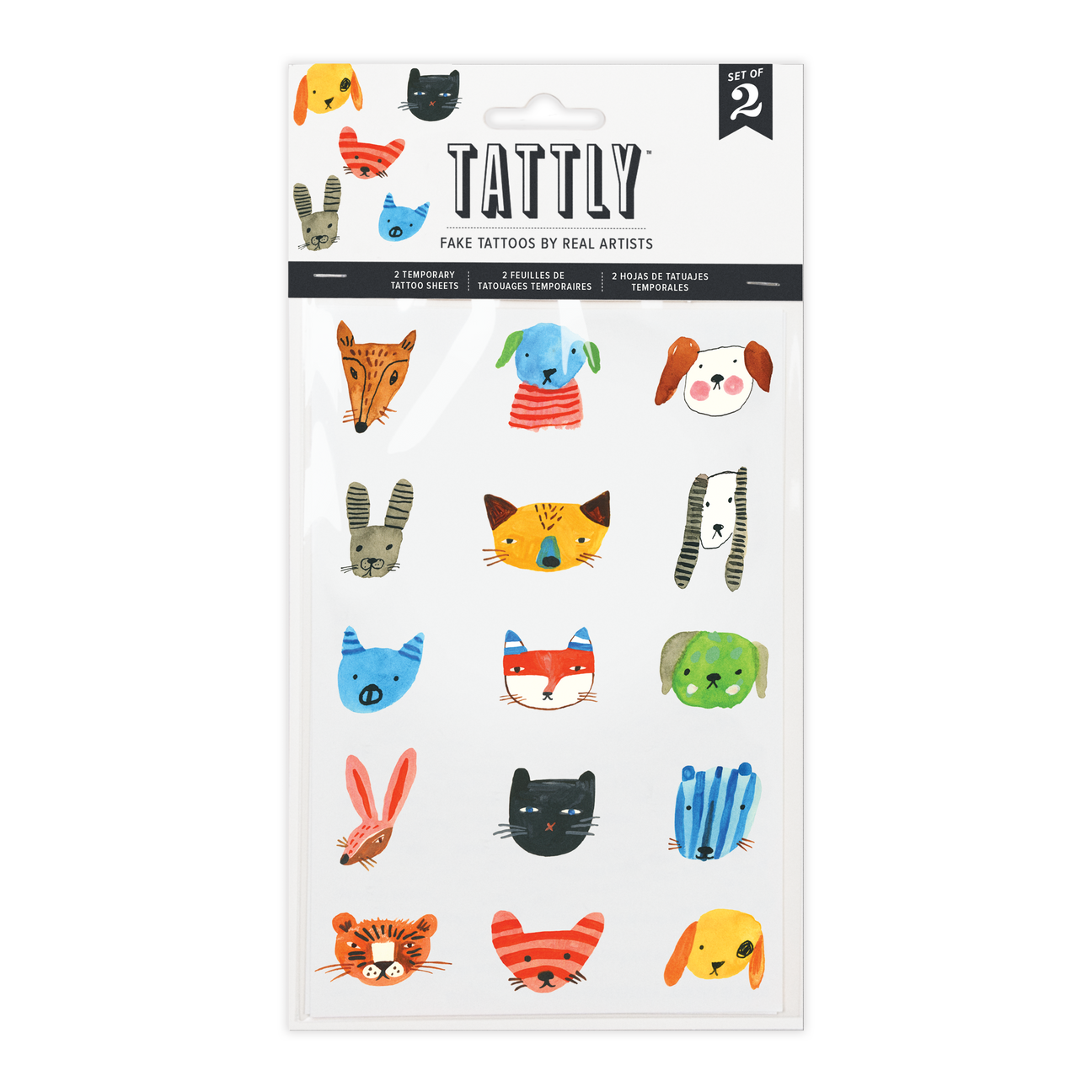 FUZZY FACES TATTOO SHEET