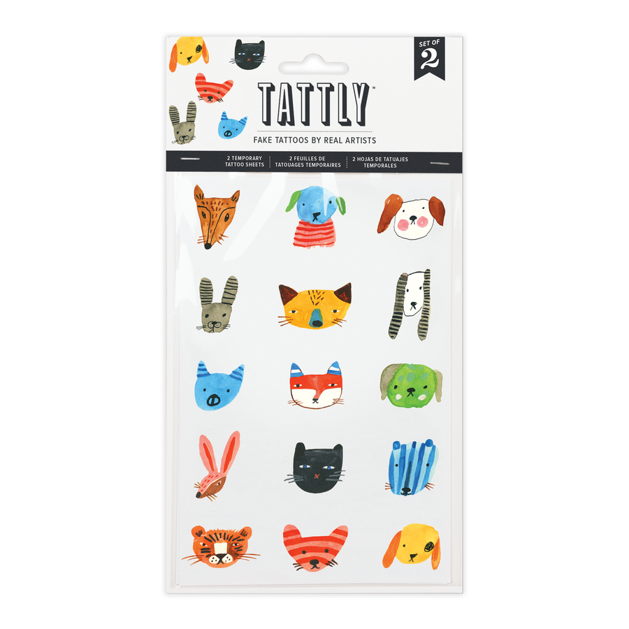 FUZZY FACES TATTOO SHEET