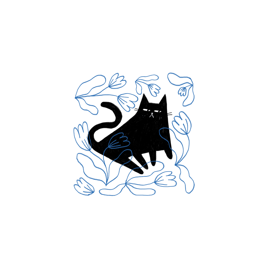BLUE GARDEN KITTY TATTOO PAIR