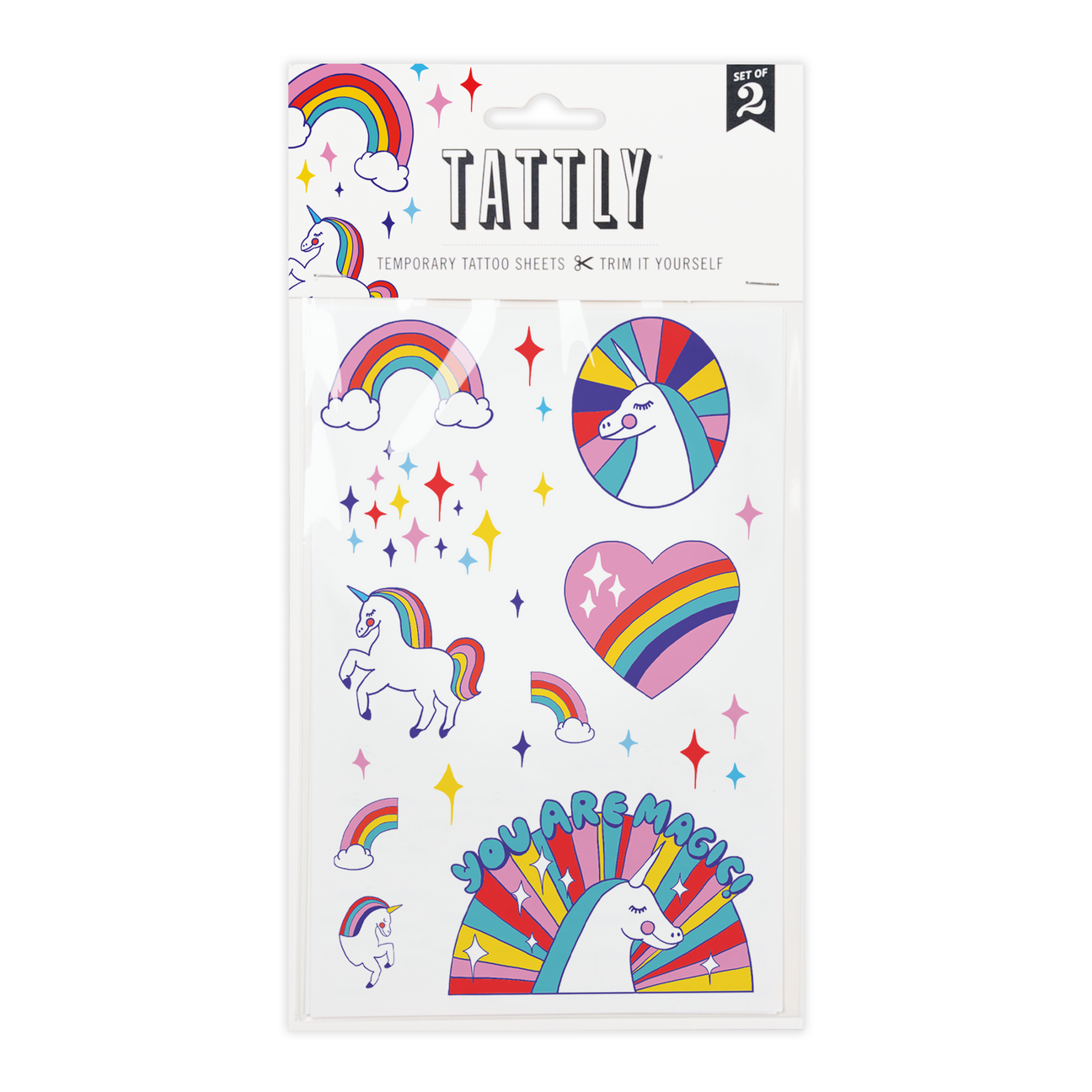RAINBOW UNICORNS TATTOO SHEET