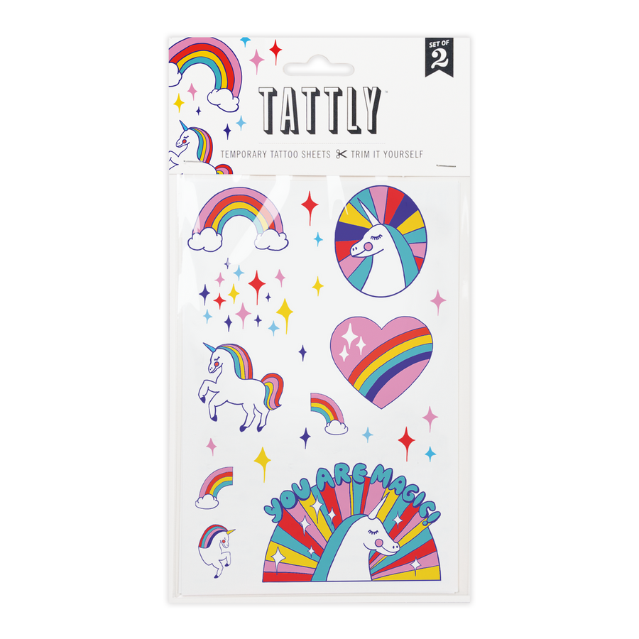 RAINBOW UNICORNS TATTOO SHEET